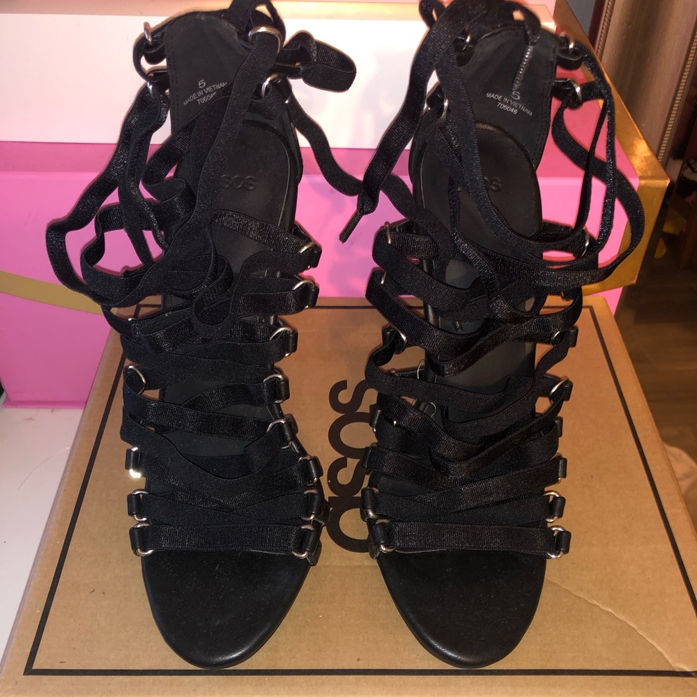 ASOS black strap heels